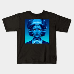 Android girl with a helmet device Kids T-Shirt